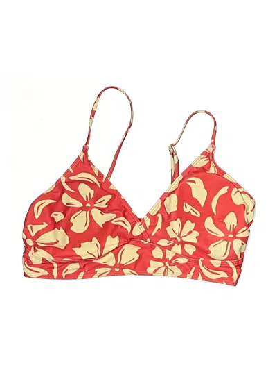 Pre-owned Unbranded Swimsuit Top Red Floral Pattern Swimwear