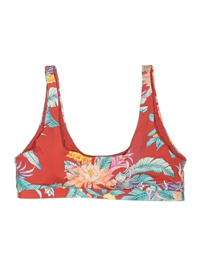 Pre-owned Unbranded Swimsuit Top Red Floral Pattern Swimwear