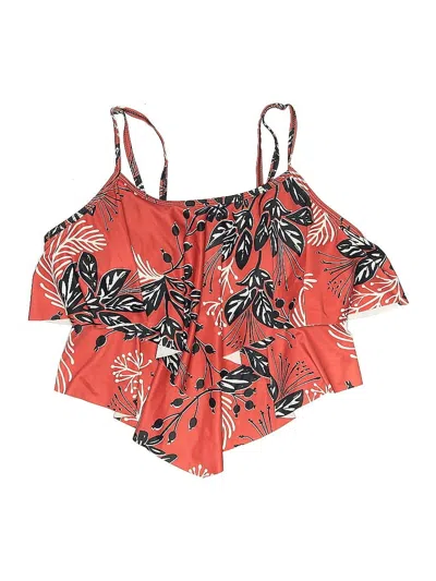 Pre-owned Unbranded Swimsuit Top Red Print Pattern Swimwear