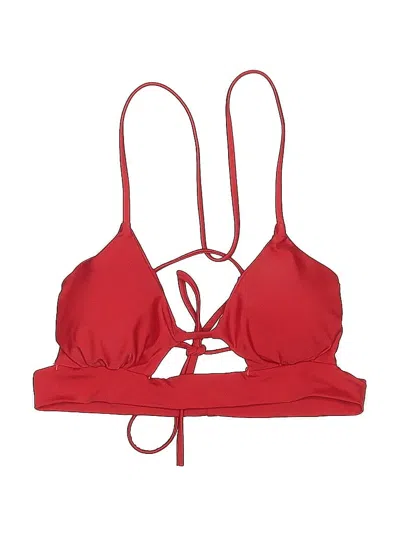 Pre-owned Unbranded Swimsuit Top Red Solid Pattern Swimwear