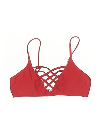 Pre-owned Unbranded Swimsuit Top Red Solid Pattern Swimwear
