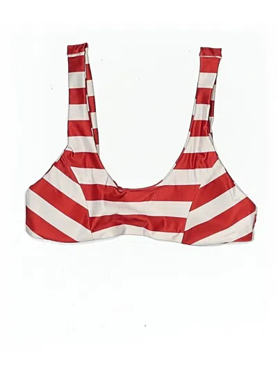 Pre-owned Unbranded Swimsuit Top Red Stripes Pattern Swimwear