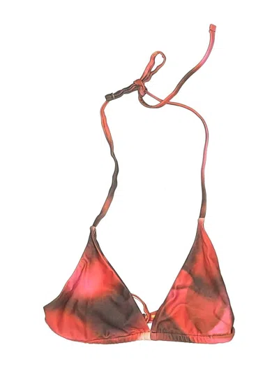 Pre-owned Unbranded Swimsuit Top Red Tie-dye Pattern Swimwear