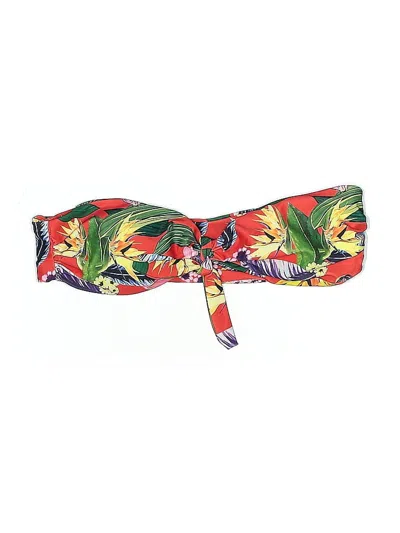 Pre-owned Unbranded Swimsuit Top Red Tropical Pattern Swimwear