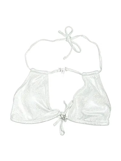 Pre-owned Unbranded Swimsuit Top Silver Metallic Pattern Swimwear
