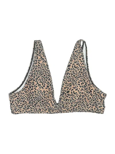 Pre-owned Unbranded Swimsuit Top Tan Animal Print Pattern Swimwear In Brown