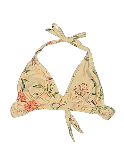 Pre-owned Unbranded Swimsuit Top Tan Floral Pattern Swimwear