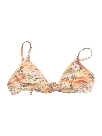 Pre-owned Unbranded Swimsuit Top Tan Floral Pattern Swimwear