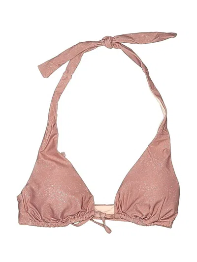 Pre-owned Unbranded Swimsuit Top Tan Metallic Pattern Swimwear In Brown