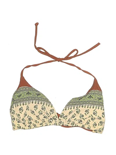 Pre-owned Unbranded Swimsuit Top Tan Print Pattern Swimwear