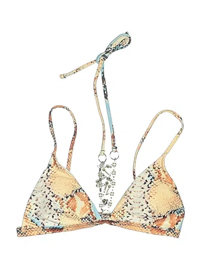 Pre-owned Unbranded Swimsuit Top Tan Print Pattern Swimwear
