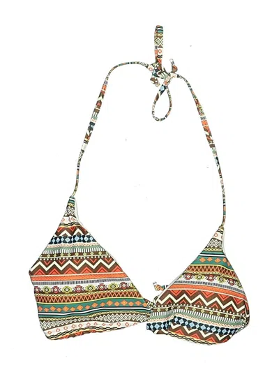 Pre-owned Unbranded Swimsuit Top Tan Print Pattern Swimwear