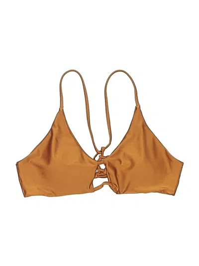 Pre-owned Unbranded Swimsuit Top Tan Scoop Neck Swimwear In Brown