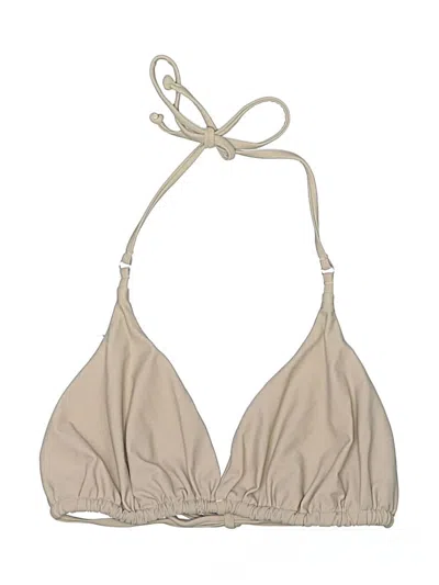 Pre-owned Unbranded Swimsuit Top Tan Solid Pattern Swimwear In Brown