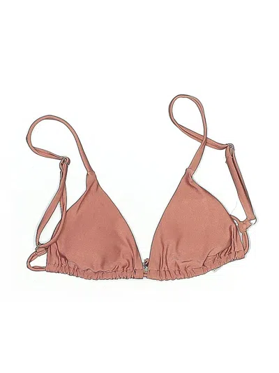 Pre-owned Unbranded Swimsuit Top Tan Solid Pattern Swimwear In Brown