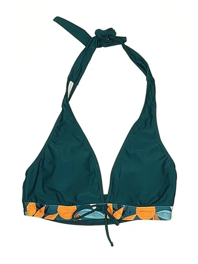 Pre-owned Unbranded Swimsuit Top Teal Graphic Pattern Swimwear In Blue
