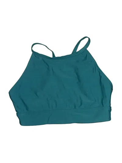 Pre-owned Unbranded Swimsuit Top Teal Halter Neckline Swimwear In Blue