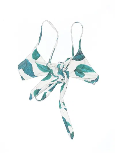 Pre-owned Unbranded Swimsuit Top Teal Print Pattern Swimwear In Blue