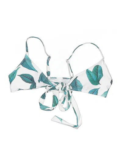 Pre-owned Unbranded Swimsuit Top Teal Print Pattern Swimwear In Blue