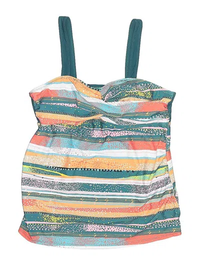 Pre-owned Unbranded Swimsuit Top Teal Print Pattern Swimwear In Blue