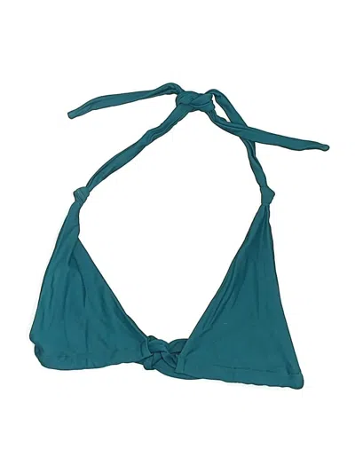 Pre-owned Unbranded Swimsuit Top Teal Solid Pattern Swimwear