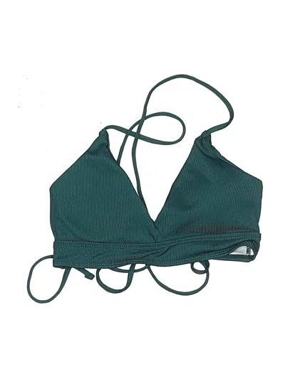 Pre-owned Unbranded Swimsuit Top Teal Solid Pattern Swimwear