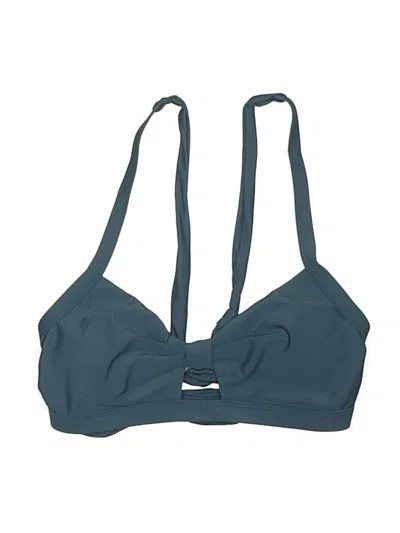 Pre-owned Unbranded Swimsuit Top Teal Solid Pattern Swimwear In Blue