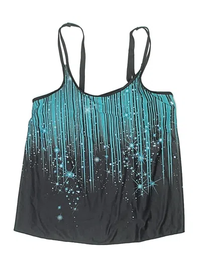 Pre-owned Unbranded Swimsuit Top Teal Stars Pattern Swimwear