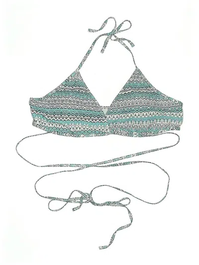 Pre-owned Unbranded Swimsuit Top Teal Tweed Pattern Swimwear In Blue