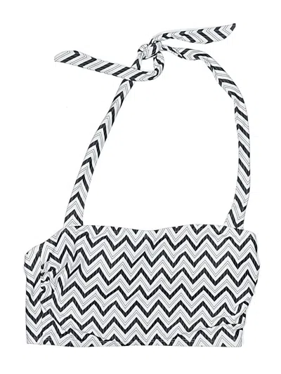 Pre-owned Unbranded Swimsuit Top White Chevron/herringbone Pattern Swimwear