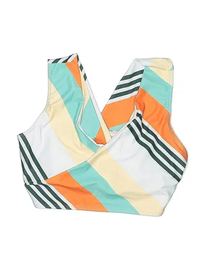 Pre-owned Unbranded Swimsuit Top White Color Block Pattern Swimwear