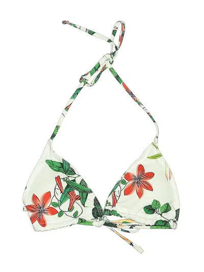 Pre-owned Unbranded Swimsuit Top White Floral Pattern Swimwear