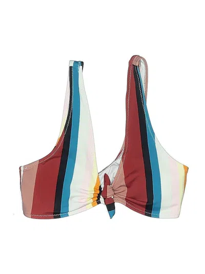 Pre-owned Unbranded Swimsuit Top White Stripes Pattern Swimwear