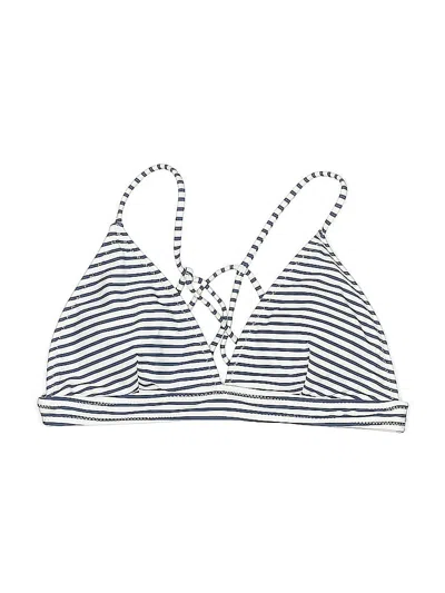 Pre-owned Unbranded Swimsuit Top White Stripes Pattern Swimwear