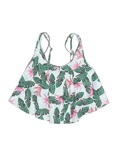 Pre-owned Unbranded Swimsuit Top White Tropical Pattern Swimwear
