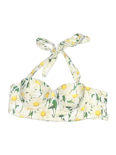 Pre-owned Unbranded Swimsuit Top Yellow Floral Pattern Swimwear