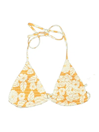 Pre-owned Unbranded Swimsuit Top Yellow Floral Pattern Swimwear