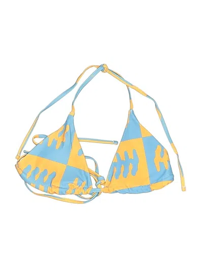 Pre-owned Unbranded Swimsuit Top Yellow Graphic Pattern Swimwear