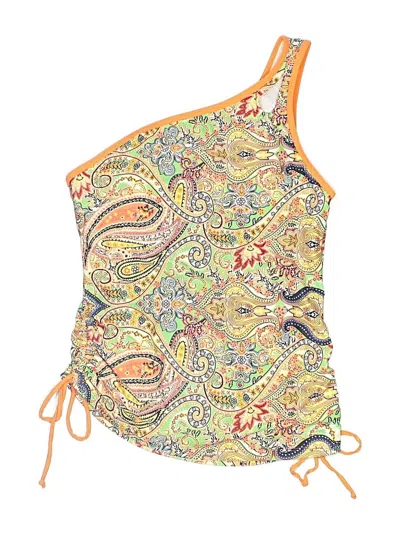 Pre-owned Unbranded Swimsuit Top Yellow Paisley Pattern Swimwear