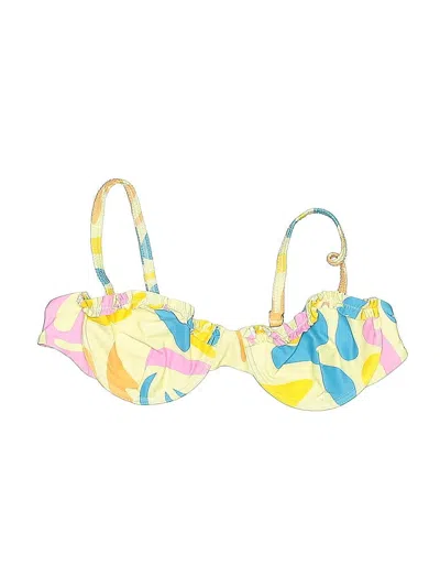 Pre-owned Unbranded Swimsuit Top Yellow Print Pattern Swimwear