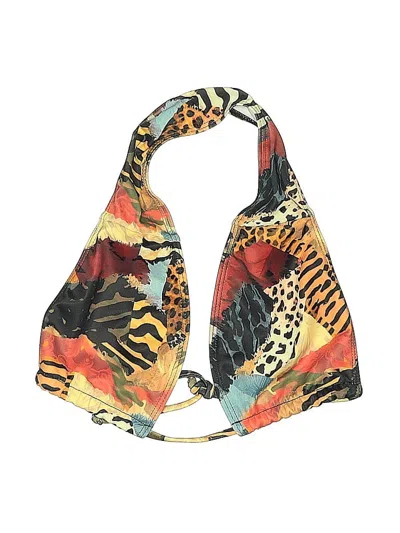 Pre-owned Unbranded Swimsuit Top Yellow Print Pattern Swimwear