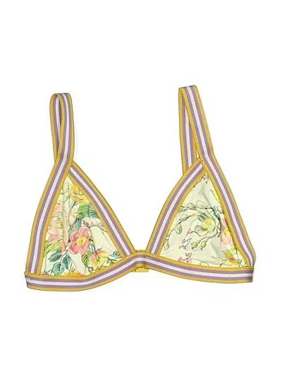 Pre-owned Unbranded Swimsuit Top Yellow Print Pattern Swimwear