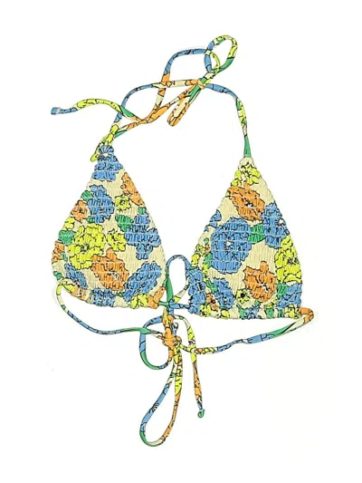 Pre-owned Unbranded Swimsuit Top Yellow Print Pattern Swimwear