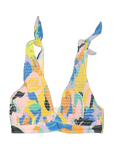 Pre-owned Unbranded Swimsuit Top Yellow Print Pattern Swimwear