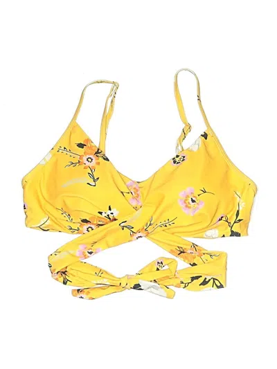 Pre-owned Unbranded Swimsuit Top Yellow Print Pattern Swimwear