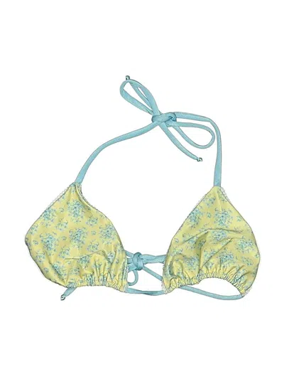 Pre-owned Unbranded Swimsuit Top Yellow Print Pattern Swimwear