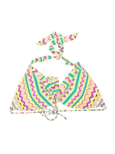 Pre-owned Unbranded Swimsuit Top Yellow Print Pattern Swimwear
