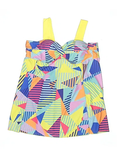 Pre-owned Unbranded Swimsuit Top Yellow Print Pattern Swimwear