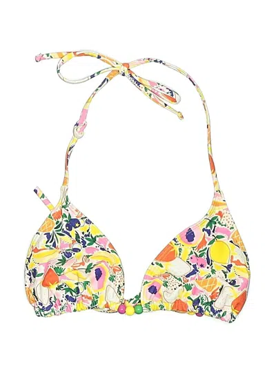 Pre-owned Unbranded Swimsuit Top Yellow Print Pattern Swimwear