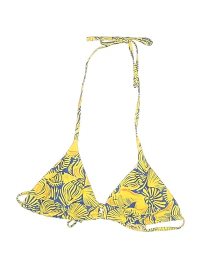 Pre-owned Unbranded Swimsuit Top Yellow Print Pattern Swimwear